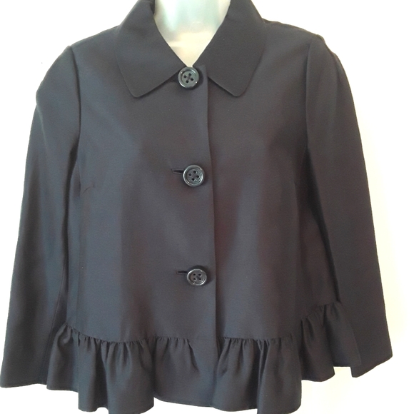 NWT Kate Spade Ari Jacket Ruffled Hem True Navy